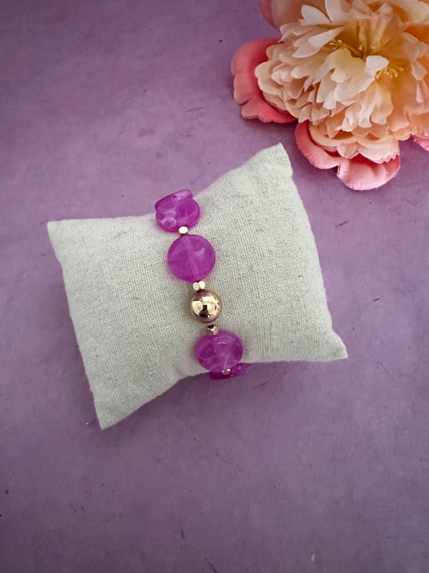 Bracelet élastique femme DINA - Camilmari Bijoux - Fuchsia Violet