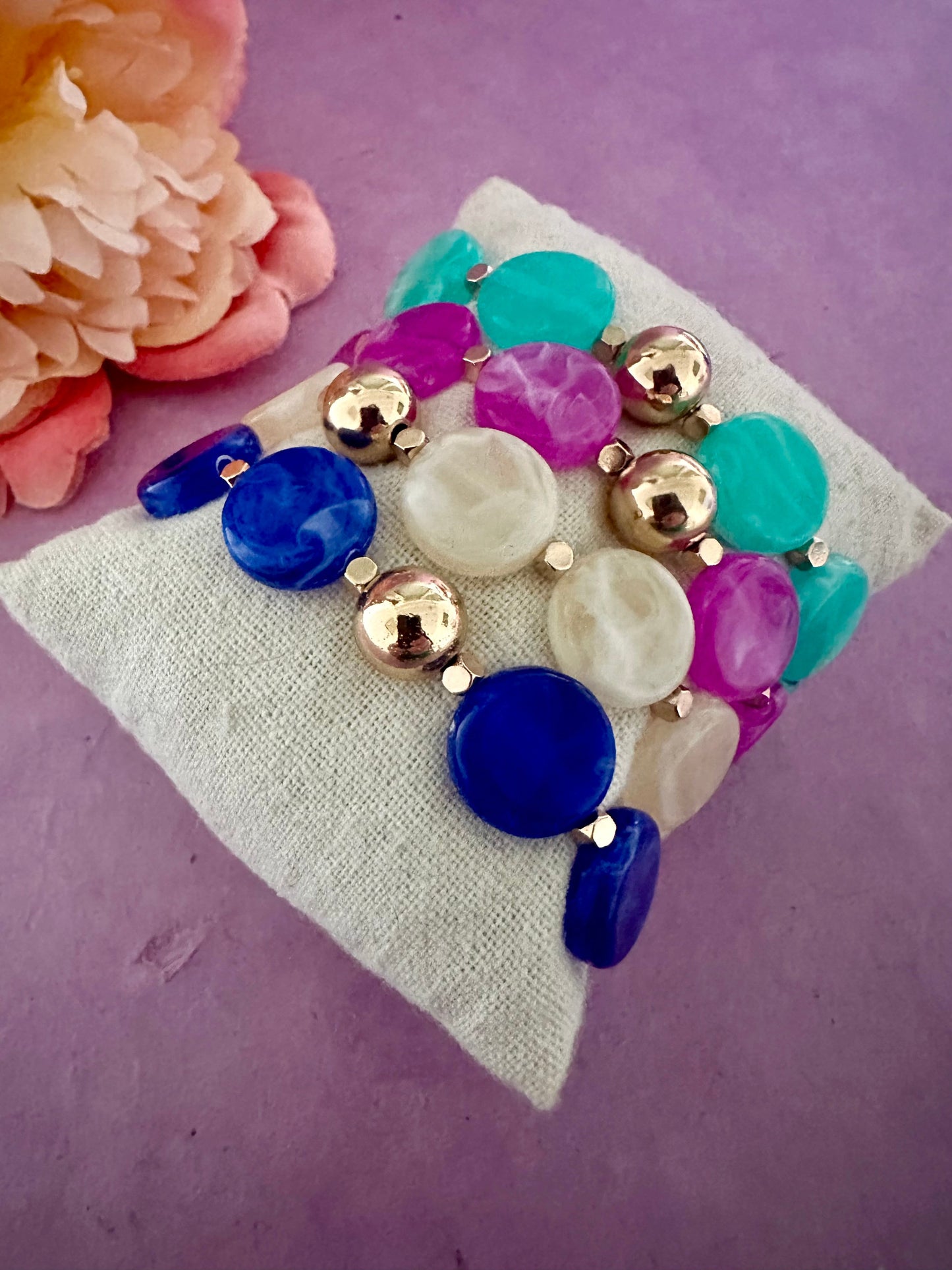 Bracelet élastique femme DINA - Camilmari Bijoux - Fuchsia Violet