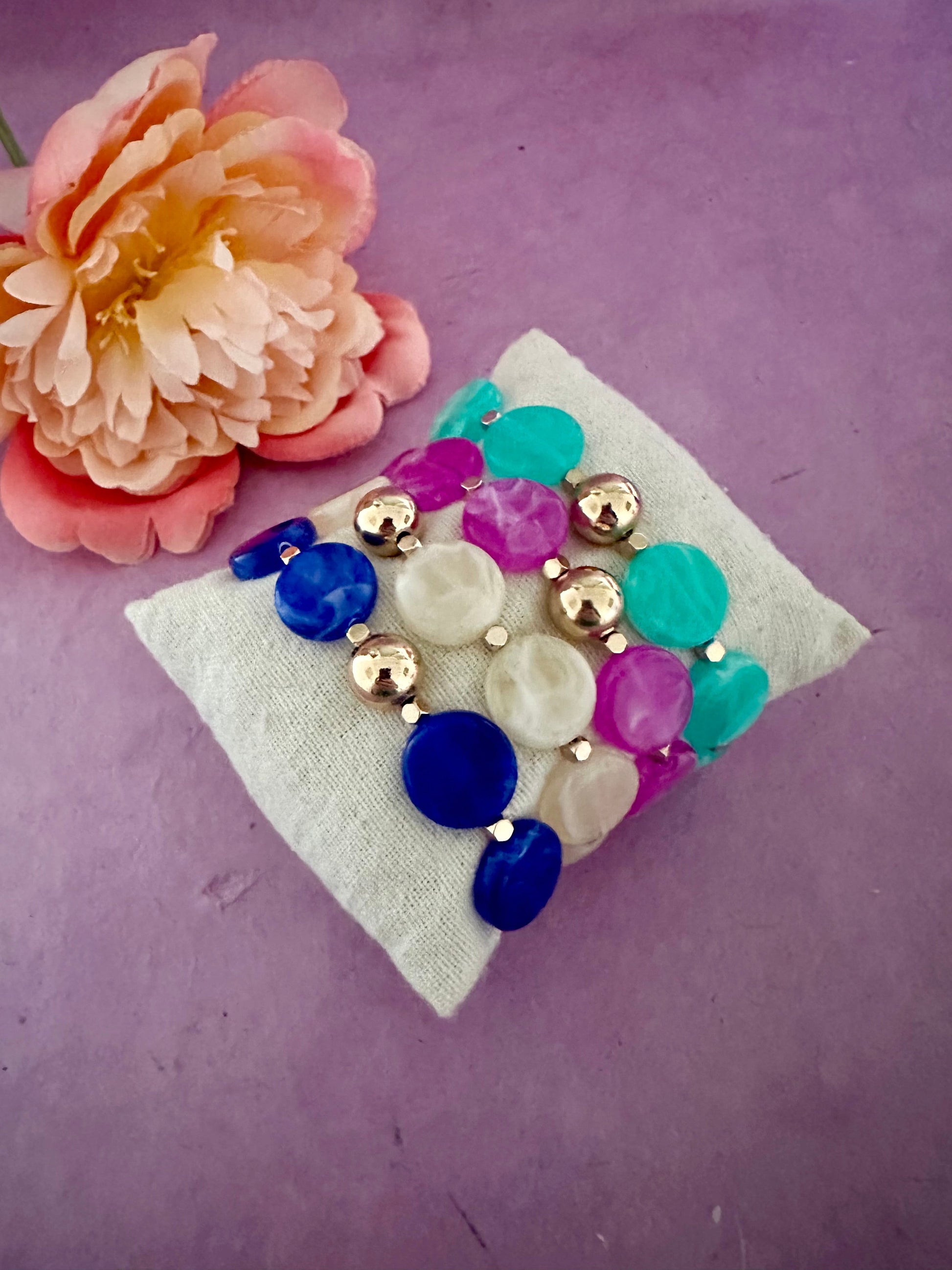 Bracelet élastique femme DINA - Camilmari Bijoux - Fuchsia Violet