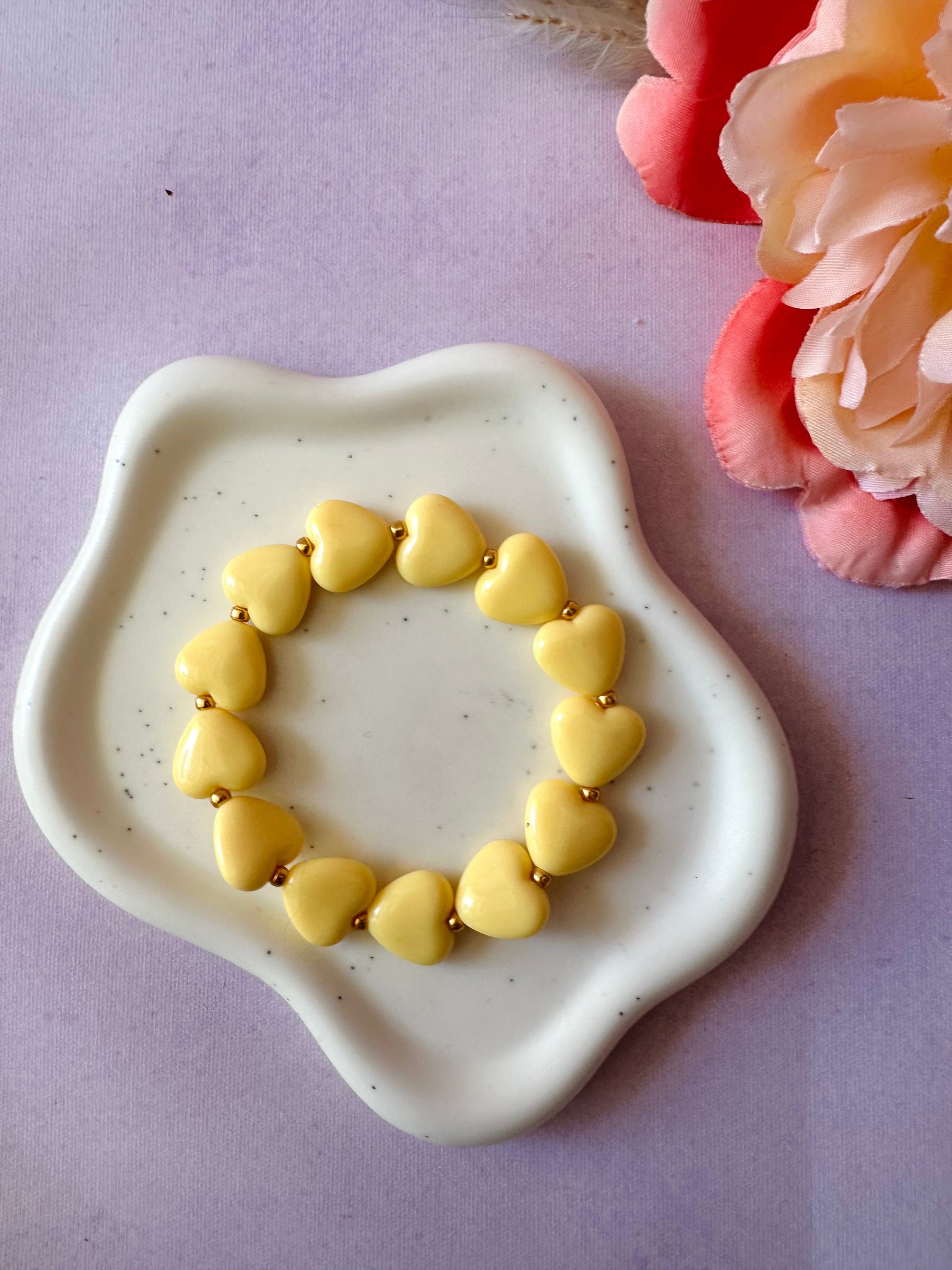 Bracelet fantaisie femme élastique MINA - Camilmari Bijoux - Jaune pastel