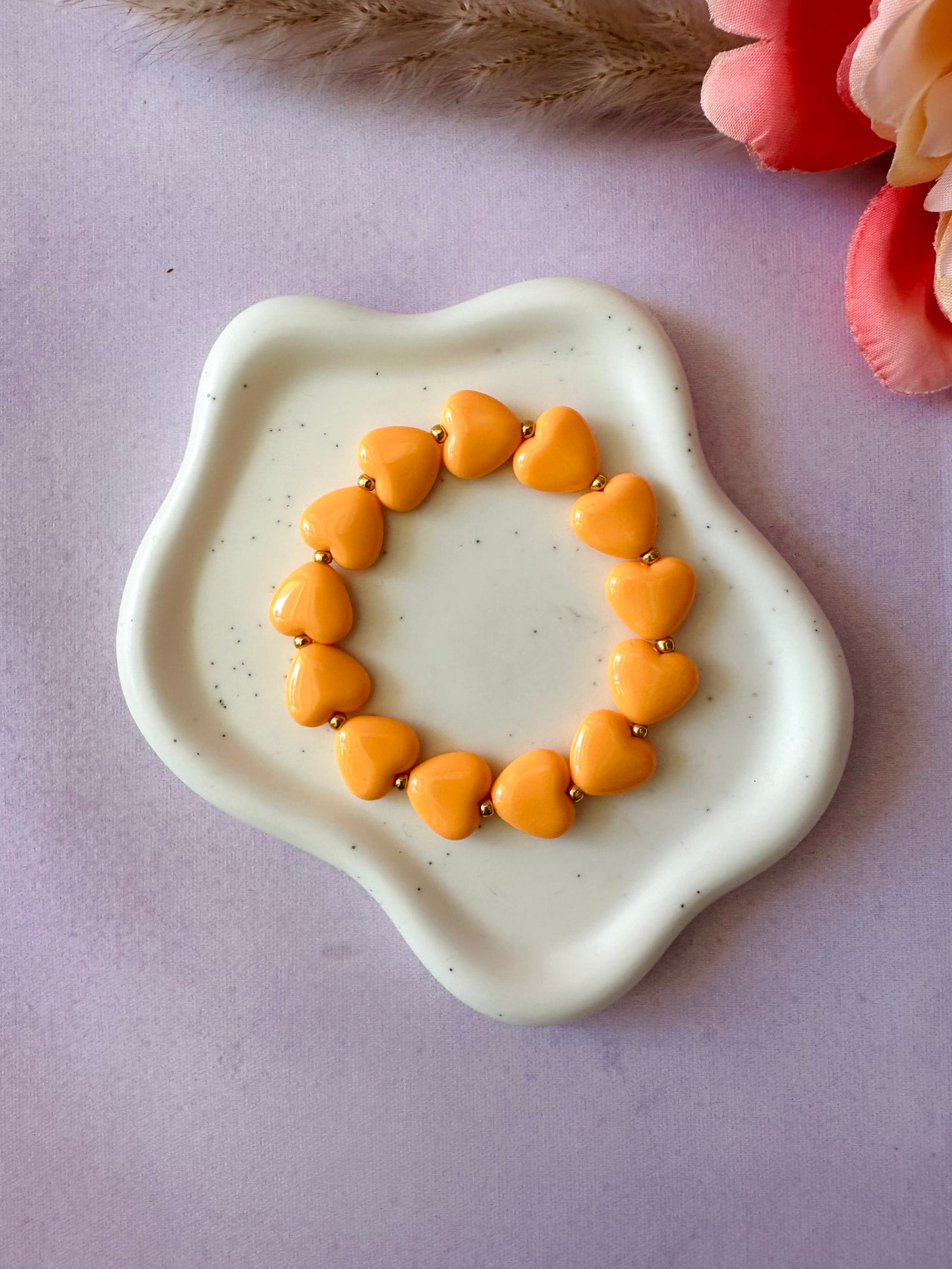 Bracelet fantaisie femme élastique MINA - Camilmari Bijoux - Orange clair