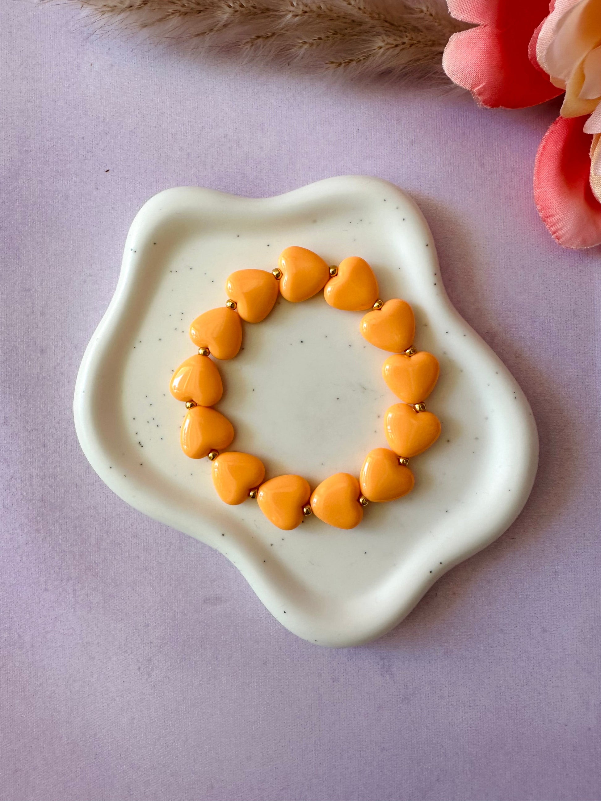 Bracelet fantaisie femme élastique MINA - Camilmari Bijoux - Orange clair