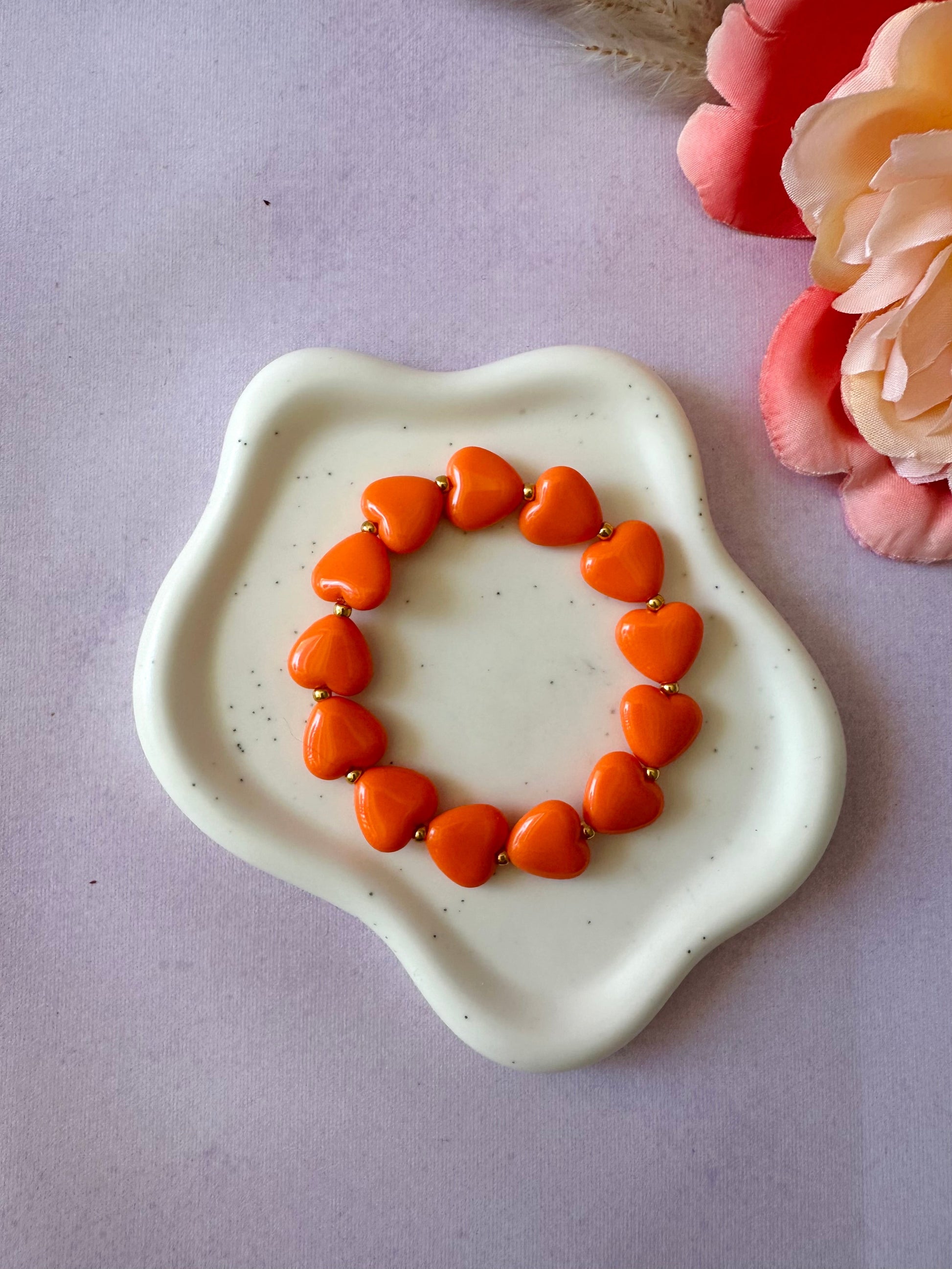 Bracelet fantaisie femme élastique MINA - Camilmari Bijoux - Orange foncé