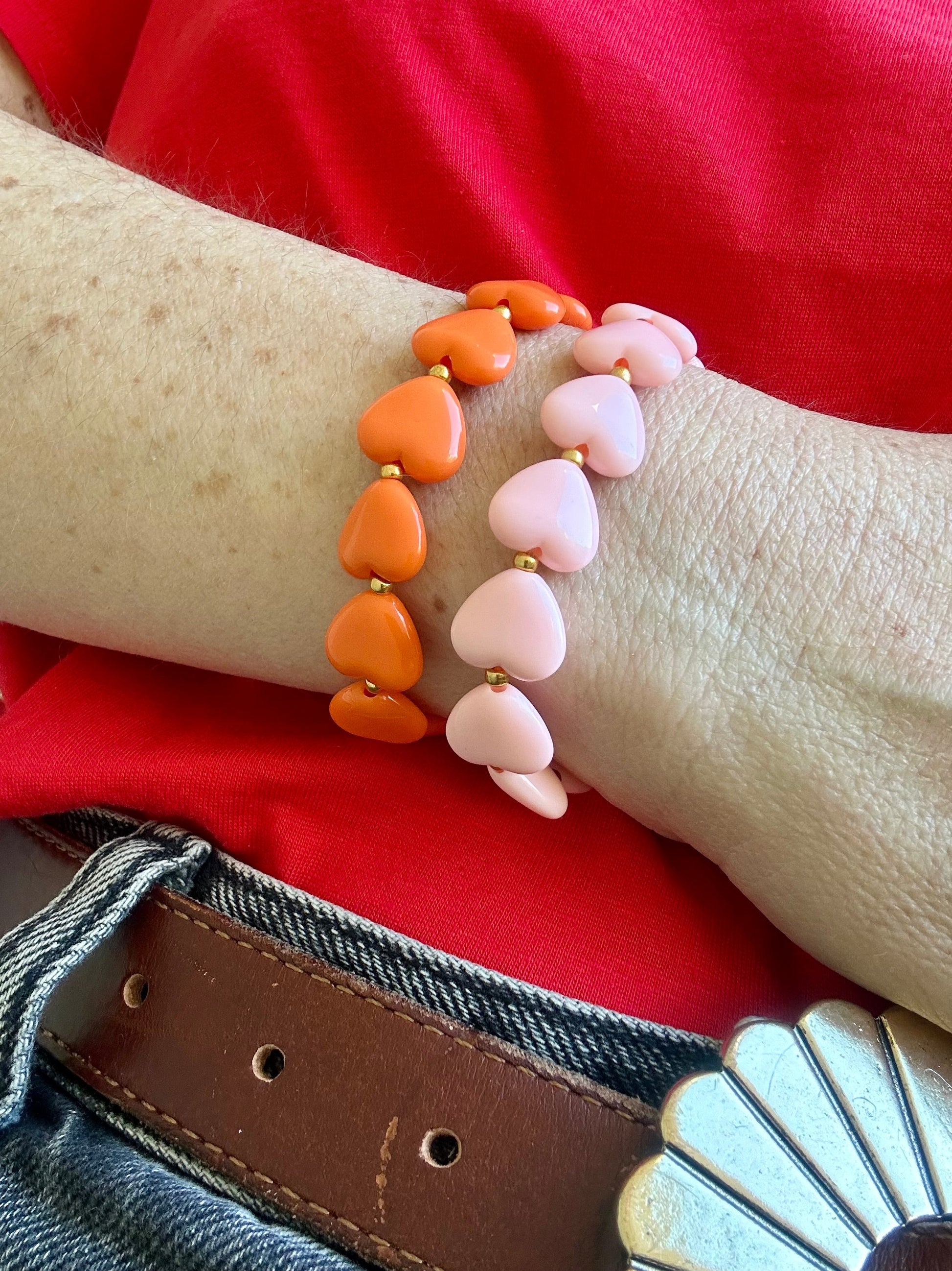 Bracelet fantaisie femme élastique MINA - Camilmari Bijoux - Rose pastel