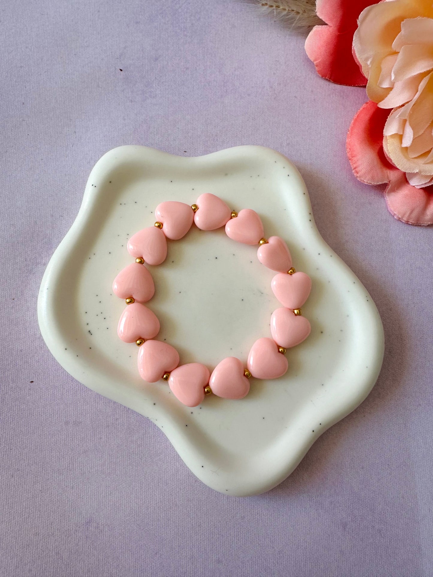 Bracelet fantaisie femme élastique MINA - Camilmari Bijoux - Rose pastel