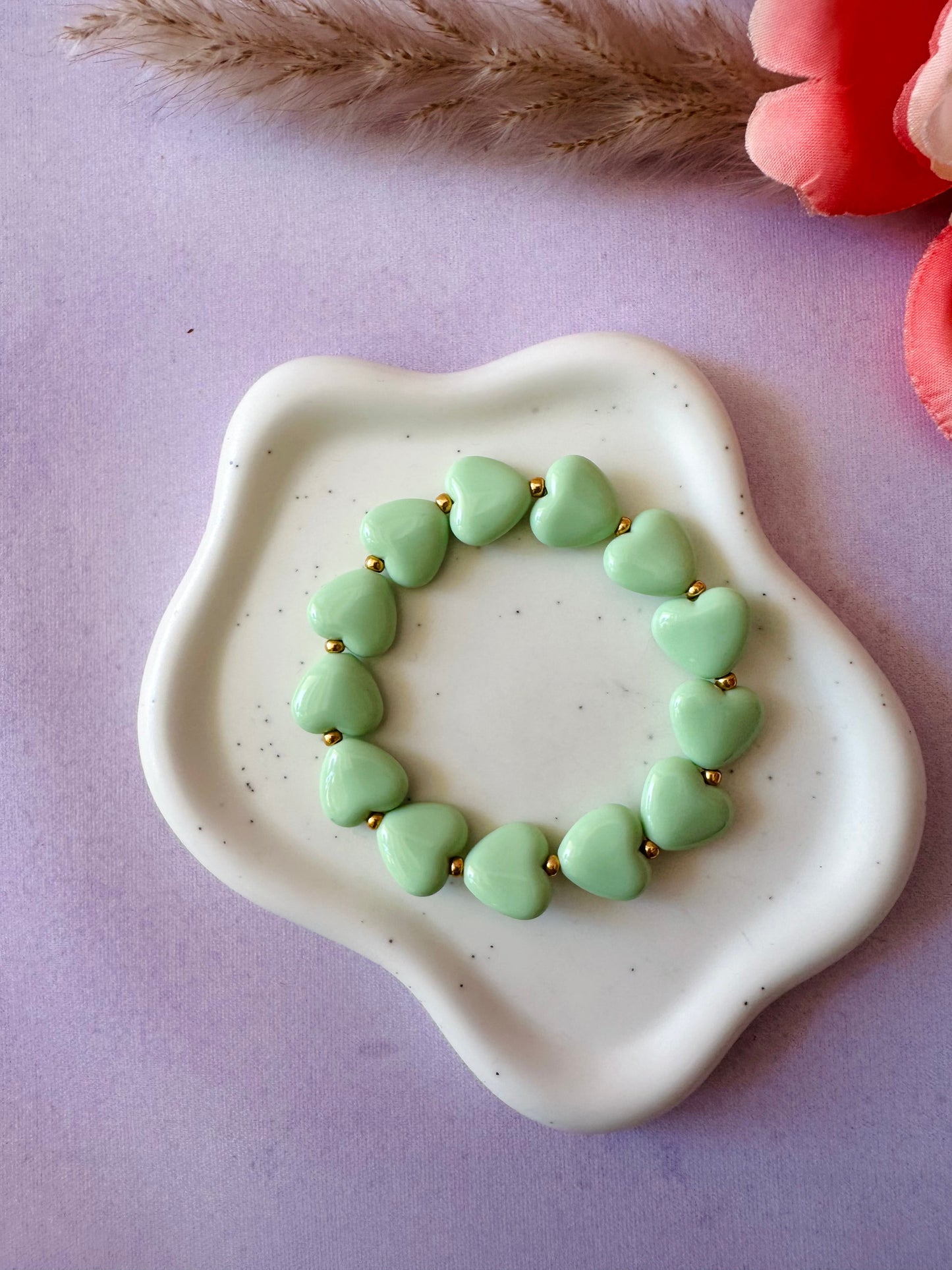 Bracelet fantaisie femme élastique MINA - Camilmari Bijoux - Vert pastel