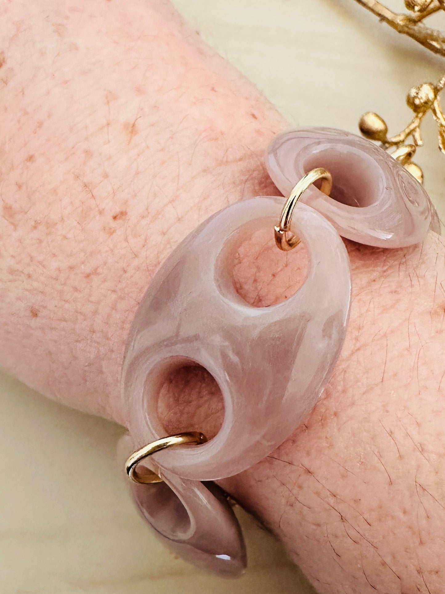 Bracelet FÉLINE – Bracelet à maillons larges fait main - Camilmari Bijoux - Bleu gris