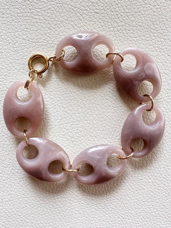 Bracelet FÉLINE – Bracelet à maillons larges fait main - Camilmari Bijoux - Bleu gris