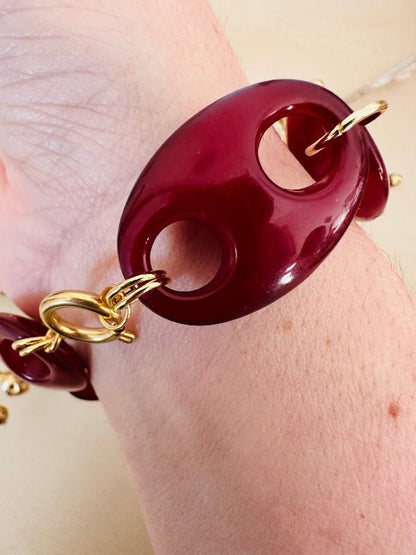 Bracelet FÉLINE – Bracelet à maillons larges fait main - Camilmari Bijoux - Bleu gris