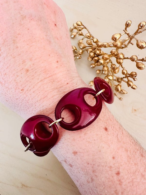 Bracelet FÉLINE – Bracelet à maillons larges fait main - Camilmari Bijoux - Bleu gris