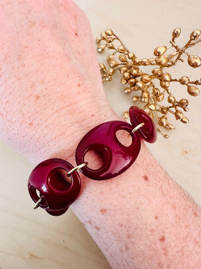 Bracelet FÉLINE – Bracelet à maillons larges fait main - Camilmari Bijoux - Bleu gris