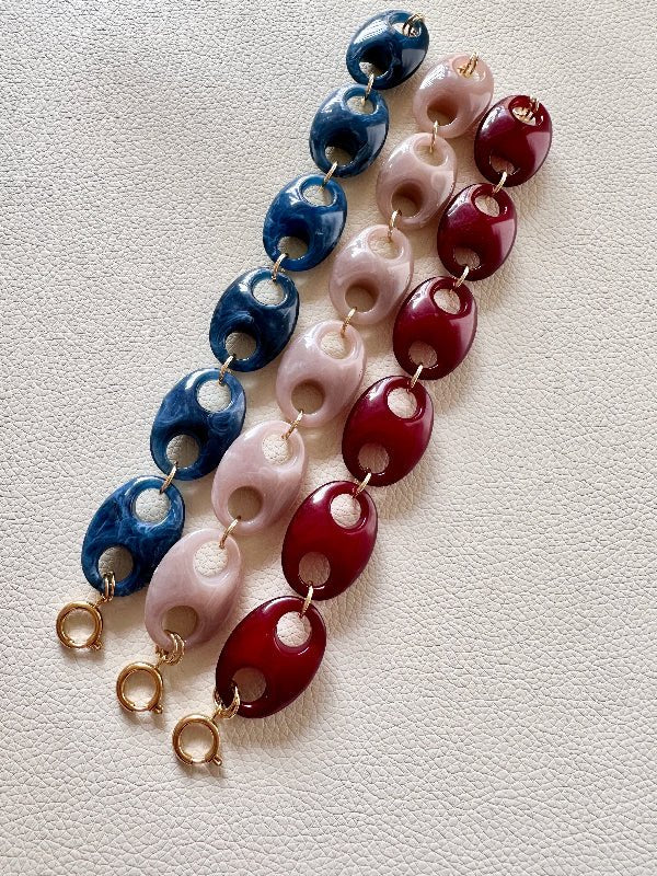 Bracelet FÉLINE – Bracelet à maillons larges fait main - Camilmari Bijoux - Bleu gris