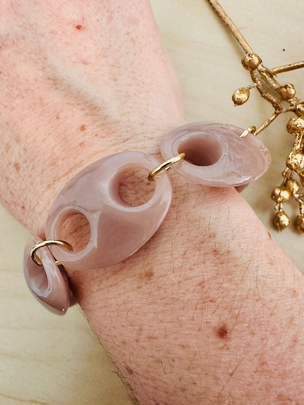 Bracelet FÉLINE – Bracelet à maillons larges fait main - Camilmari Bijoux - Bleu gris