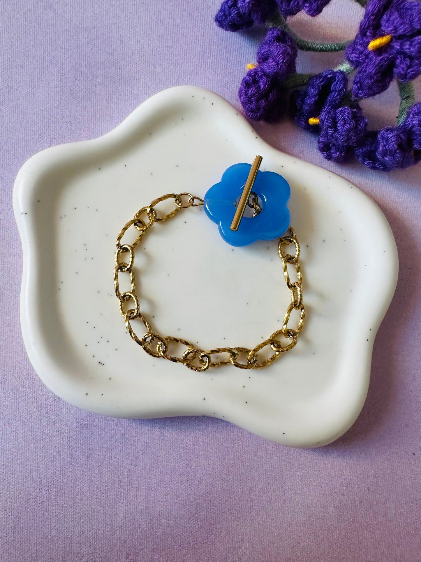 Bracelet femme fleur FLORA - Camilmari Bijoux - Bleu