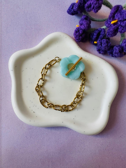 Bracelet femme fleur FLORA - Camilmari Bijoux - Bleu lagon