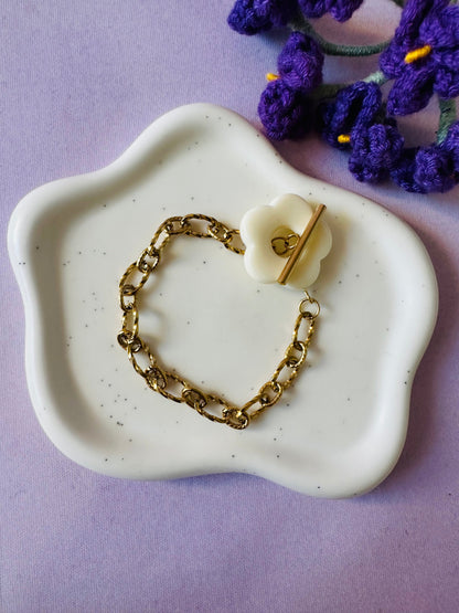 Bracelet femme fleur FLORA - Camilmari Bijoux - Ecru