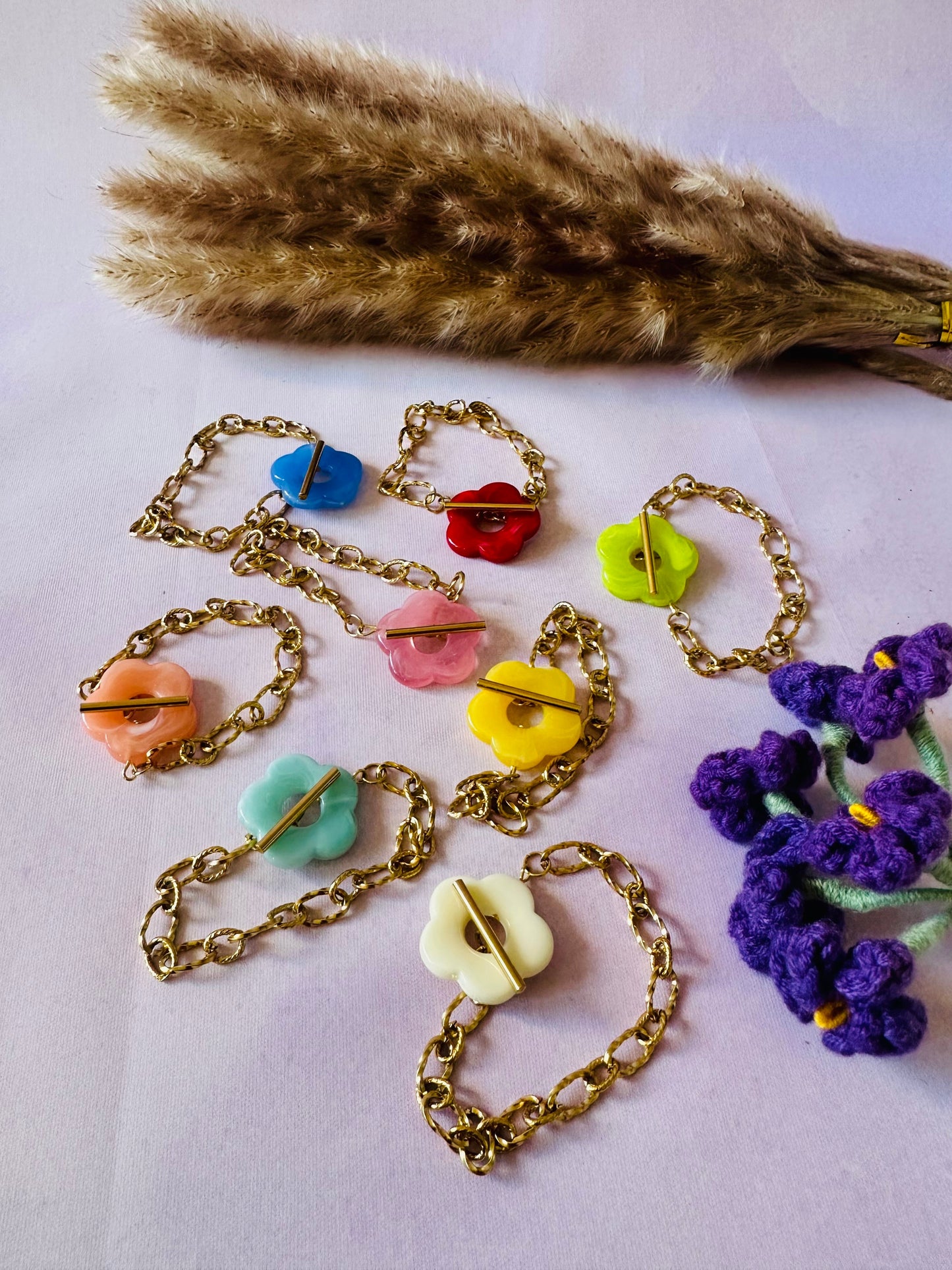 Bracelet femme fleur FLORA - Camilmari Bijoux - Ecru