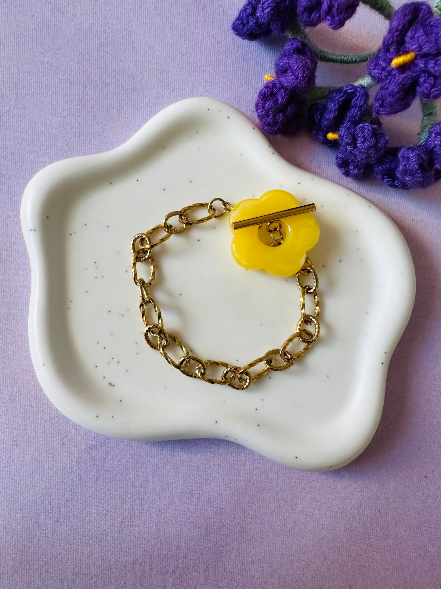 Bracelet femme fleur FLORA - Camilmari Bijoux - Jaune