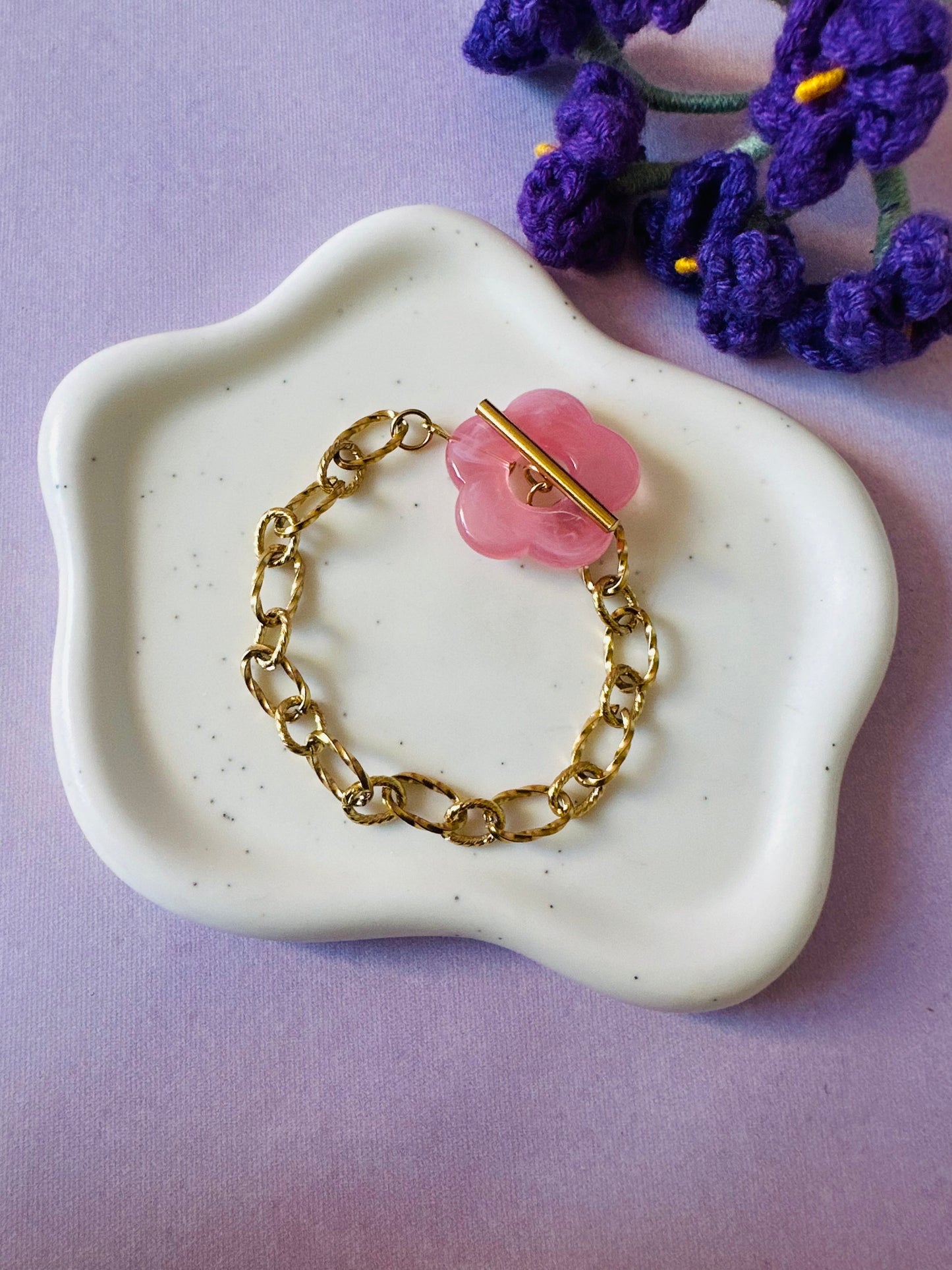 Bracelet femme fleur FLORA - Camilmari Bijoux - Rose