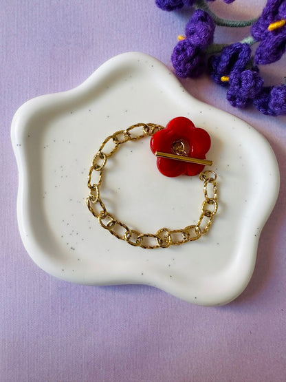 Bracelet femme fleur FLORA - Camilmari Bijoux - Rouge