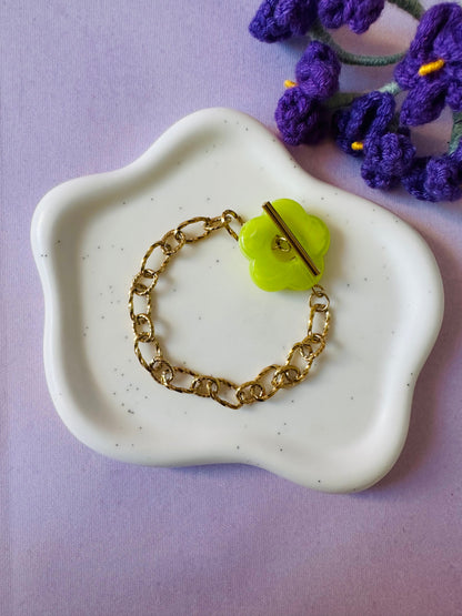 Bracelet femme fleur FLORA - Camilmari Bijoux - Vert pomme