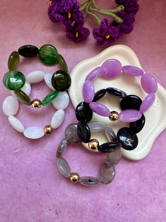 Bracelet grosses perles coloré SIENNA - Camilmari Bijoux - Blanc diamètre 16 cm