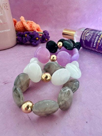 Bracelet grosses perles coloré SIENNA - Camilmari Bijoux - Blanc diamètre 16 cm