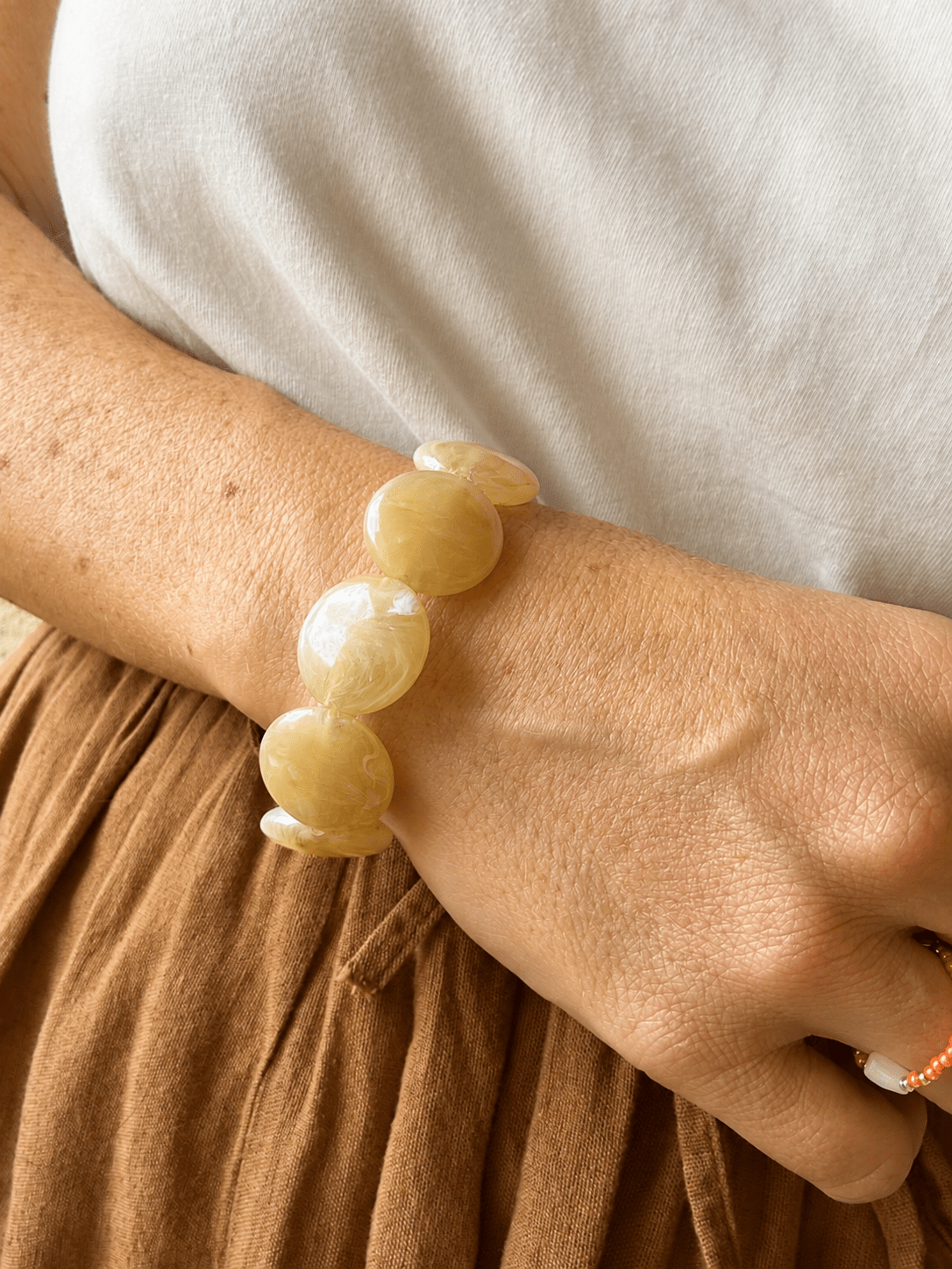 Bracelet grosses perles coloré SIENNA - Camilmari Bijoux - Blanc diamètre 16 cm