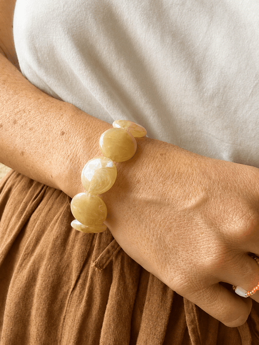 Bracelet grosses perles coloré SIENNA - Camilmari Bijoux - Blanc diamètre 16 cm