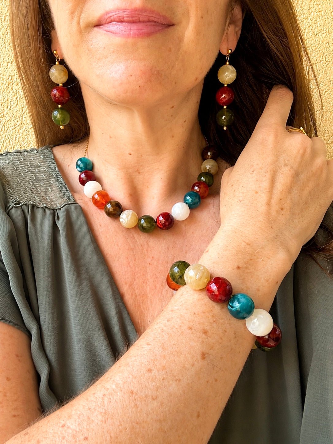 Bracelet grosses perles SIMONE - Camilmari Bijoux - 16 cm