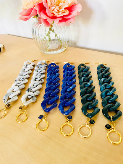 Bracelet HORTENSE – large à maillons colorés fait main - Camilmari Bijoux - Vert foncé