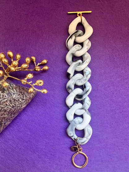 Bracelet HORTENSE – large à maillons colorés fait main - Camilmari Bijoux - Vert foncé