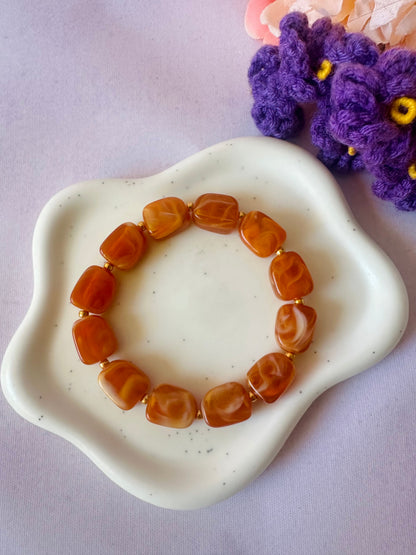 Bracelet perles élastique marron ALMA - Camilmari Bijoux - Cuivre