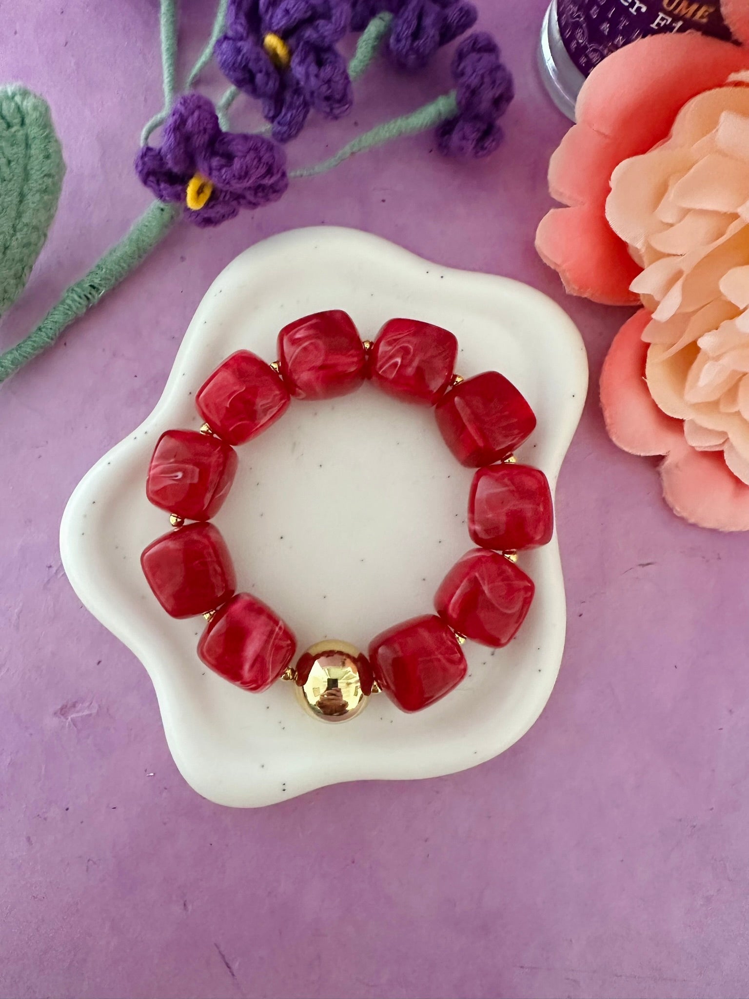 Bracelet perles élastique ROMANE - Camilmari Bijoux - Bleu turquoise