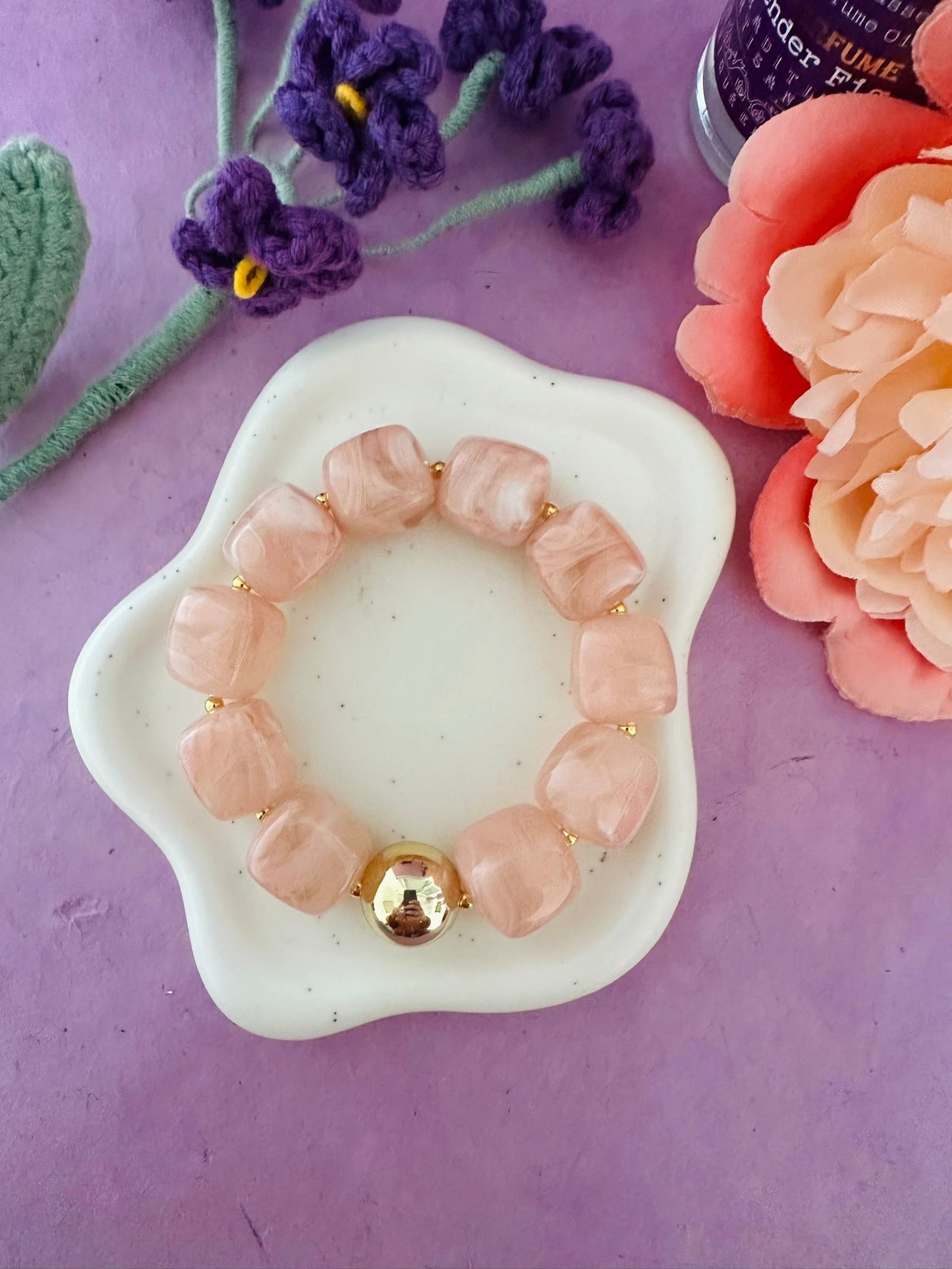 Bracelet perles élastique ROMANE - Camilmari Bijoux - Bleu turquoise