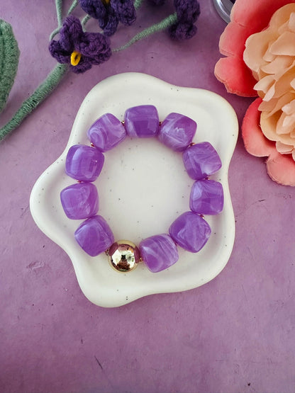 Bracelet perles élastique ROMANE - Camilmari Bijoux - Bleu turquoise