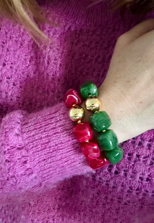 Bracelet perles élastique ROMANE - Camilmari Bijoux - Bleu turquoise