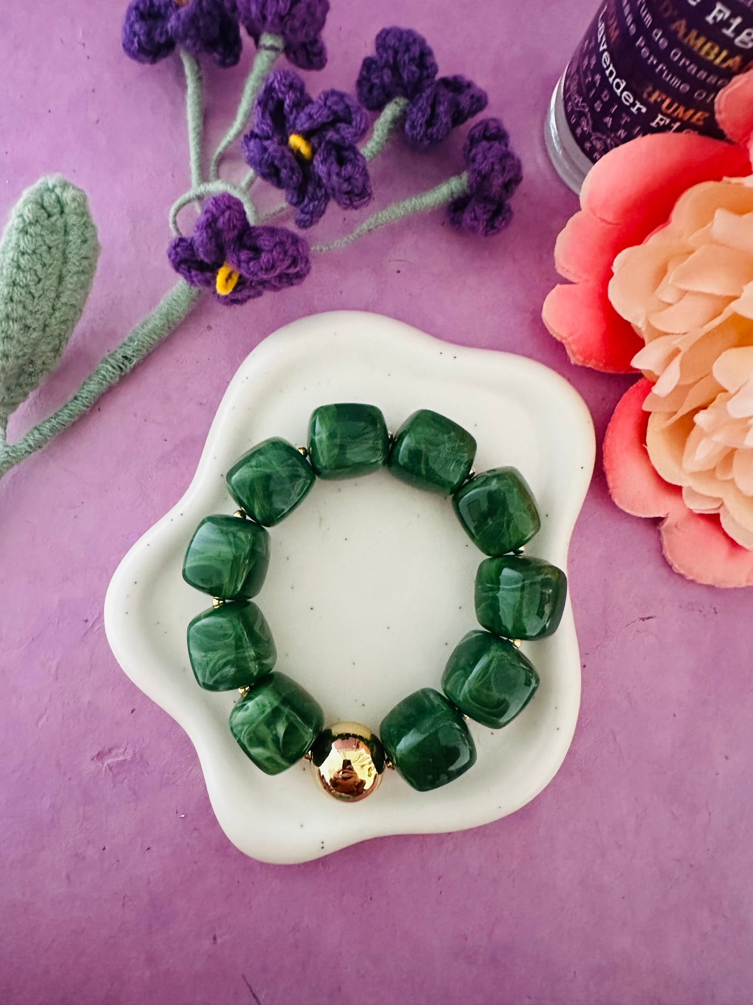 Bracelet perles élastique ROMANE - Camilmari Bijoux - Bleu turquoise