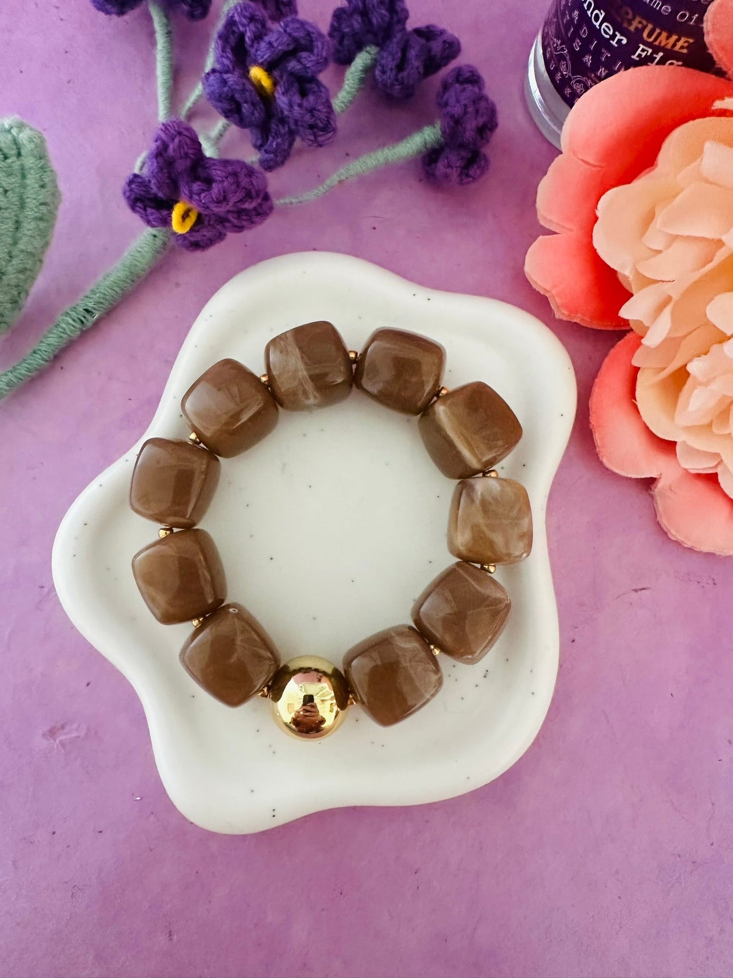 Bracelet perles élastique ROMANE - Camilmari Bijoux - Bleu turquoise