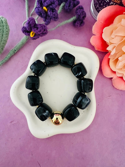 Bracelet perles élastique ROMANE - Camilmari Bijoux - Bleu turquoise