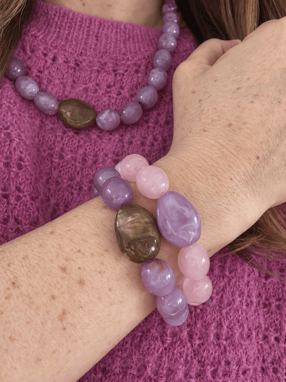 Bracelet perles fantaisie APOLLINE - Camilmari Bijoux - Aubergine & Chocolat