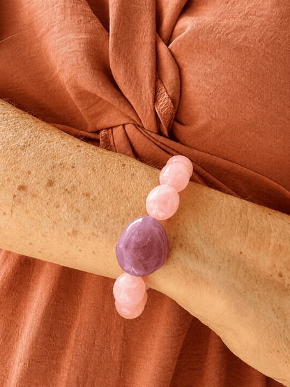 Bracelet perles fantaisie APOLLINE - Camilmari Bijoux - Rose poudré & Aubergine