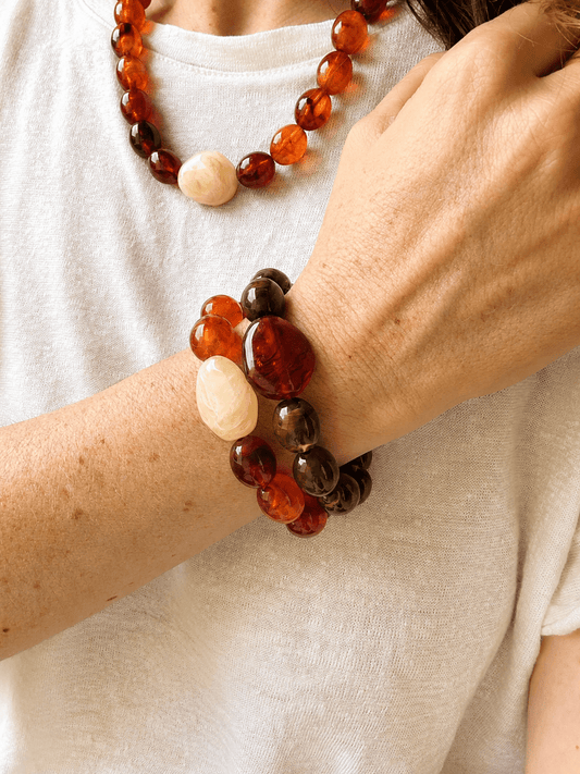Bracelet perles fantaisie APOLLINE - Camilmari Bijoux - Sable & Chocolat