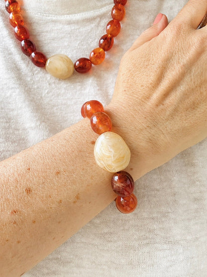Bracelet perles fantaisie APOLLINE - Camilmari Bijoux - Sable & Chocolat