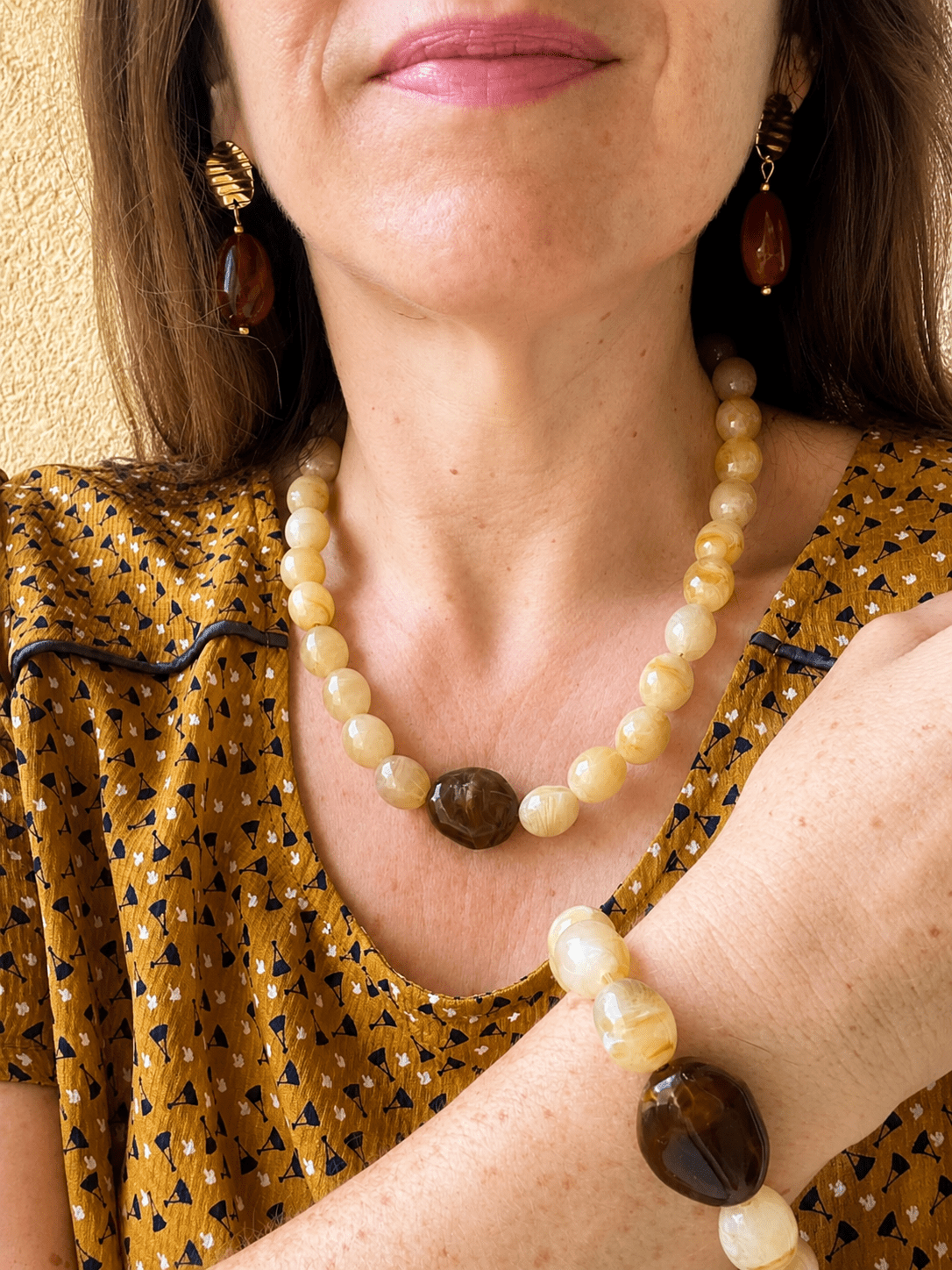 Bracelet perles fantaisie APOLLINE - Camilmari Bijoux - Sable & Chocolat