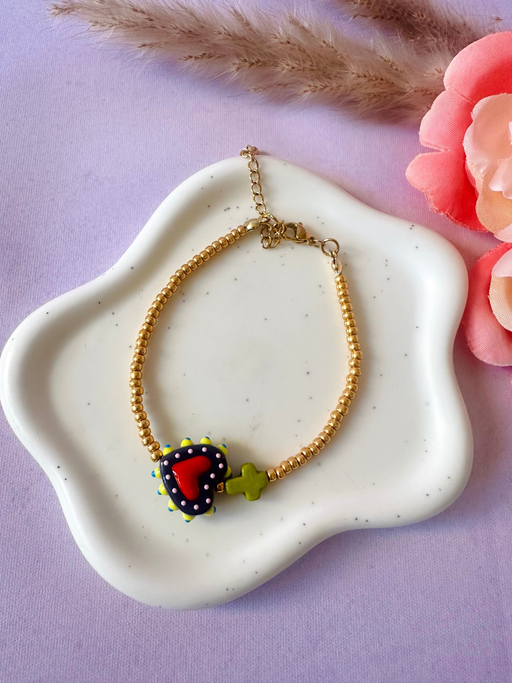 Bracelet petit cœur ELROSE - Camilmari Bijoux - Gris foncé