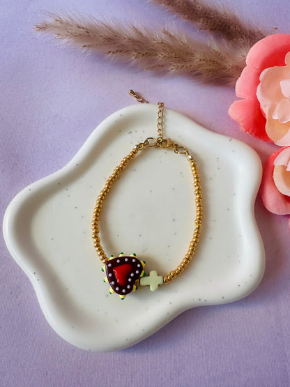 Bracelet petit cœur ELROSE - Camilmari Bijoux - Marron