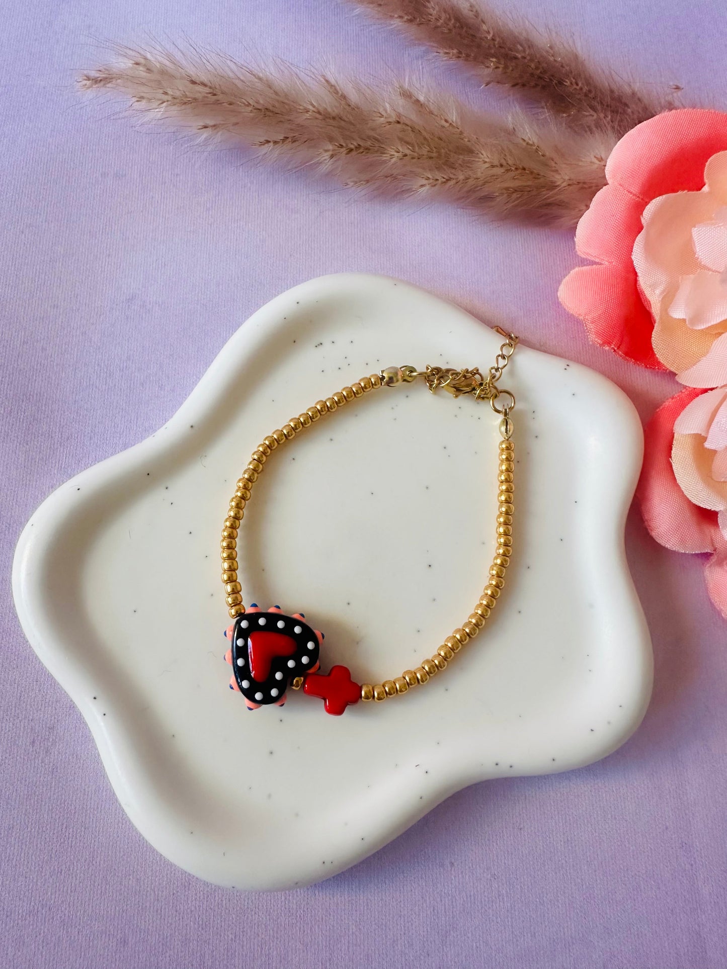 Bracelet petit cœur ELROSE - Camilmari Bijoux - Noir