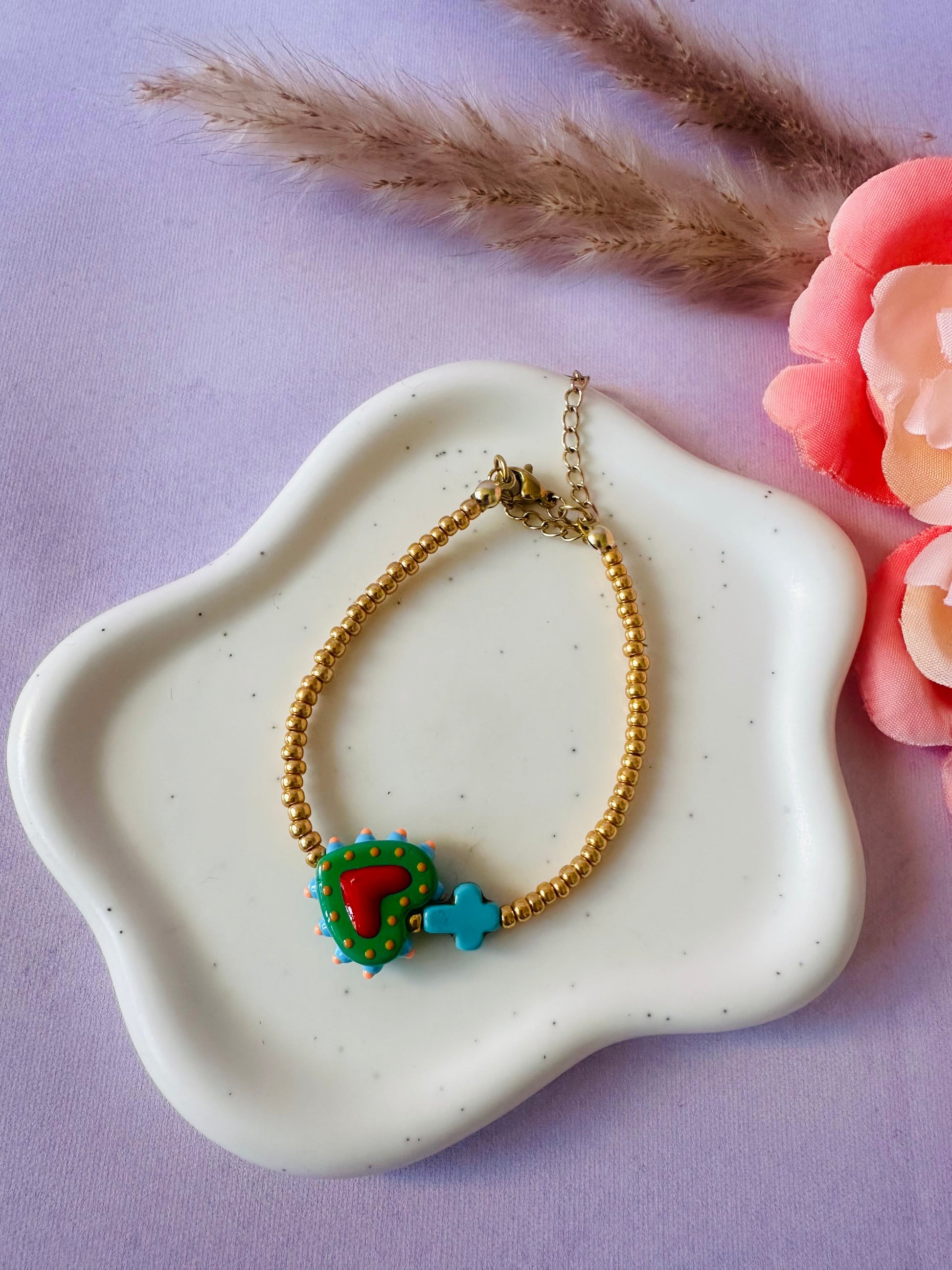 Bracelet petit cœur ELROSE - Camilmari Bijoux - Vert