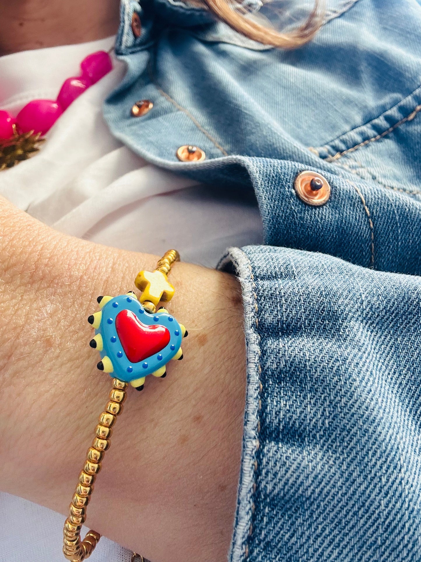 Bracelet petit cœur ELROSE - Camilmari Bijoux - Vert